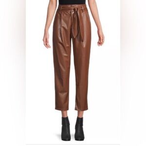 David Lerner Lexi Faux Leather Pants Sz 4 NWT $268 Cognac Designer Luxury Office